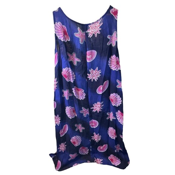 Palm Harbour Blue Pink Sea Life Sleeveless Maxi Dress Sz XL - Picture 2 of 6